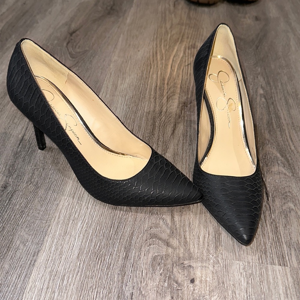 Snake embossed heels